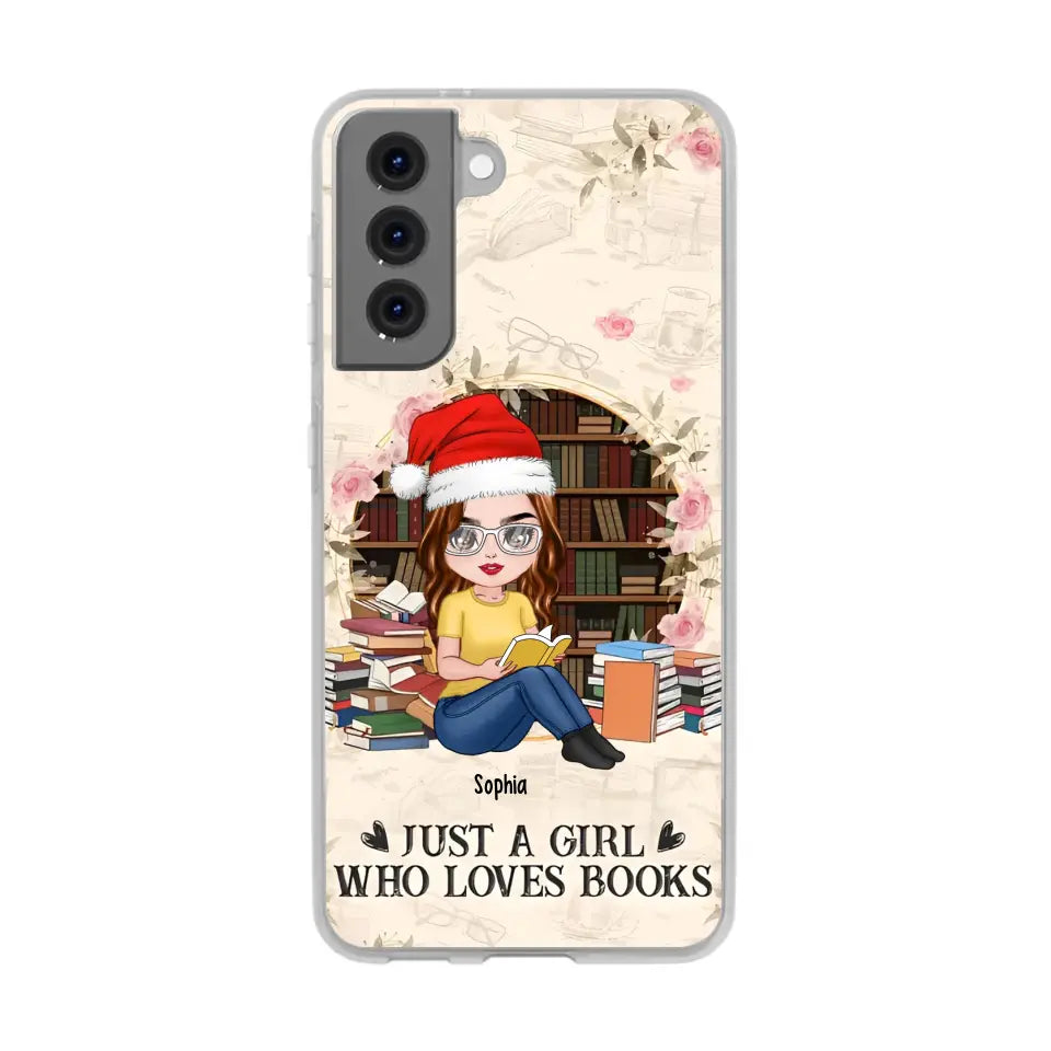 Just A Girl Who Loves Books - Personalized Phone Case - Chibi Girl, Gift For Reading Lover