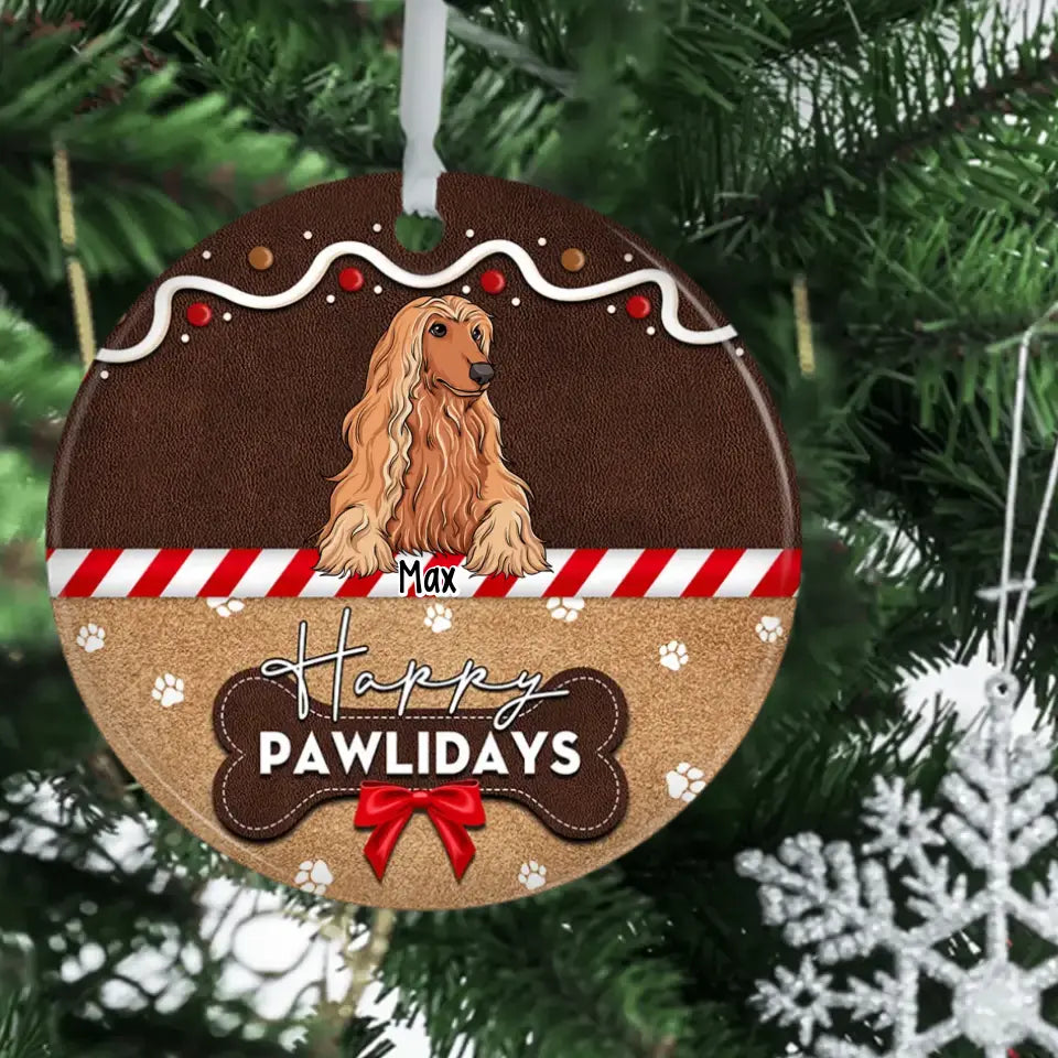 Dog & Cat Lovers Happy Pawlidays - Christmas Gift For Pet Lovers - Personalized Custom Ornament