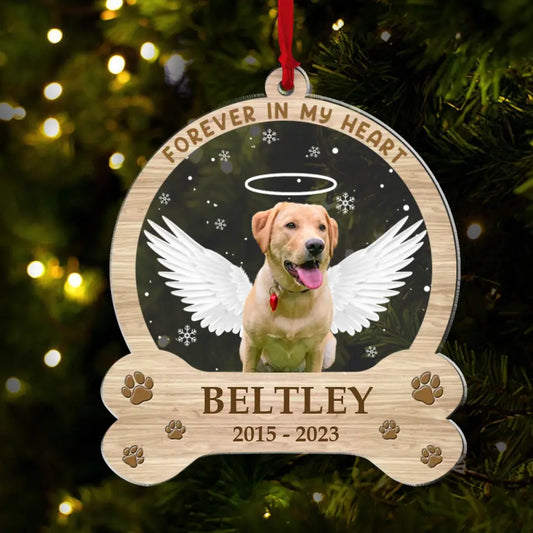 Personalized Christmas Photo Upload Gifts Custom Memorial Acrylic Ornament for Loss of Pet, Pet Loss Sympathy Gifts