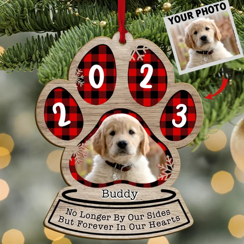 Personalized Memorial Dog Ornament - Upload Photo - Memorial Gift Idea For Pet Loves Once By My Side, Forever In My Heart