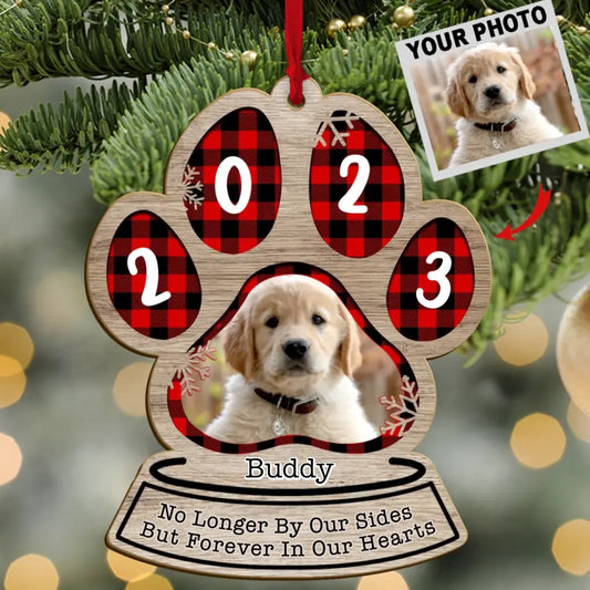 Personalized Memorial Dog Ornament - Upload Photo - Memorial Gift Idea For Pet Loves Once By My Side, Forever In My Heart