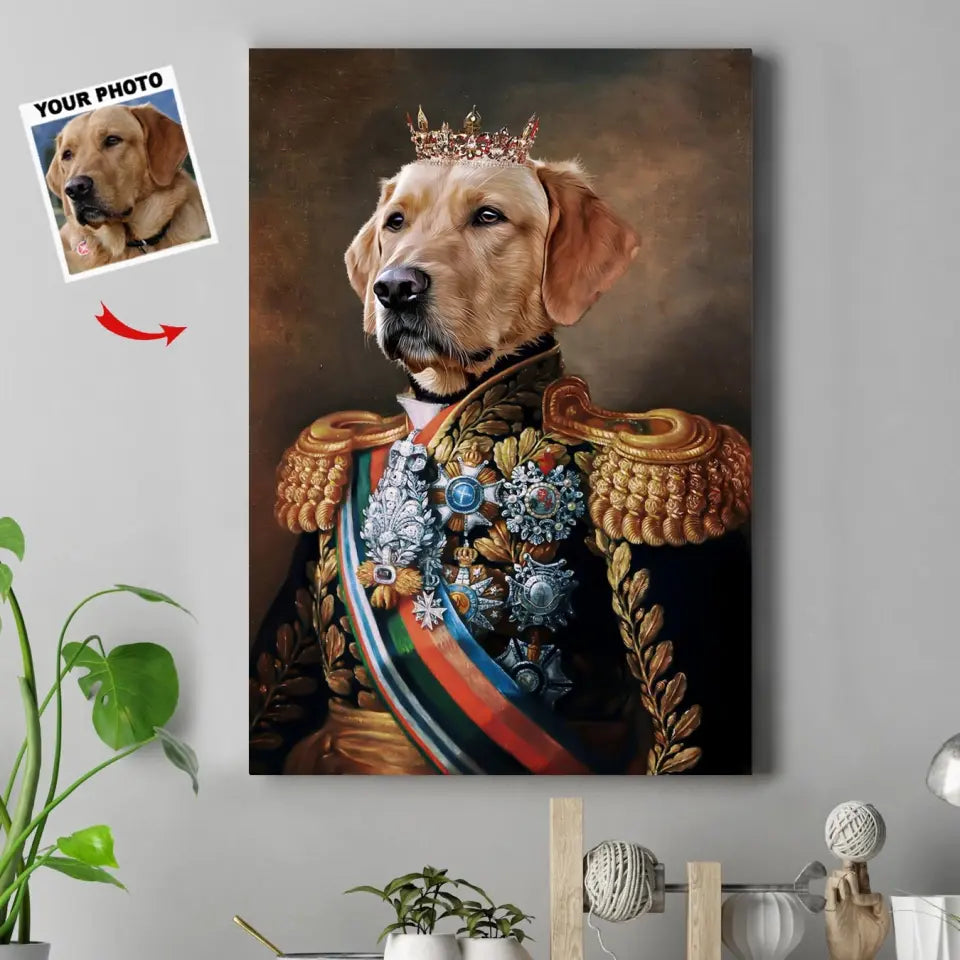 Custom Pet Portrait Painting Canvas, Renaissance Dog Portrait from Photo, Royal Pet King Portrait Painting Digital Art, Portrait Art Design