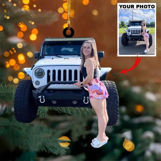 Customized Your Photo Ornament - Personalized Photo Upload Acrylic Ornament, Christmas Gifts For Jeep Lover