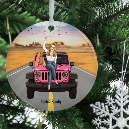 Just A Girl Who Loves Jeeps & Dog, Cat - Personalized Ornament, Gift For Jeep Lover