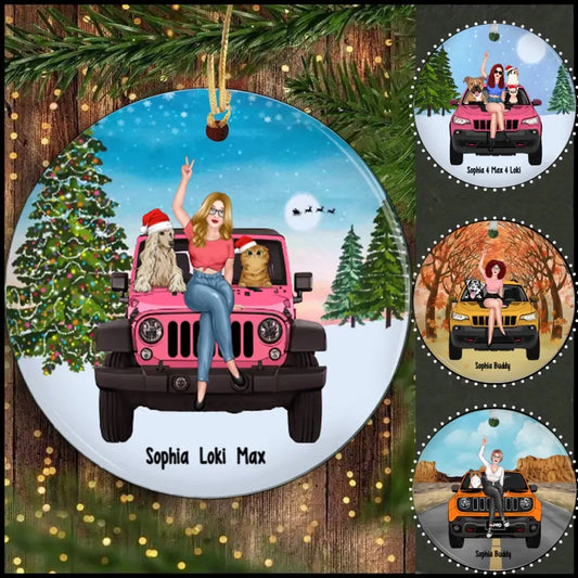 Just A Girl Who Loves Jeeps & Dog, Cat - Personalized Ornament, Gift For Jeep Lover