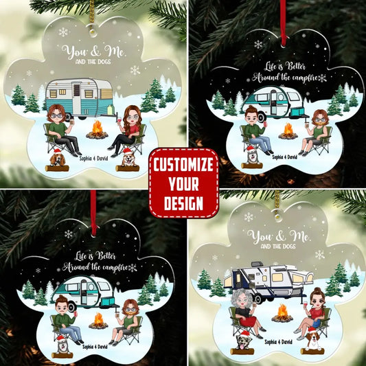 Happy Camper Camping - Christmas, Gift For Dog Lovers - Personalized Custom Shaped Acrylic Ornament