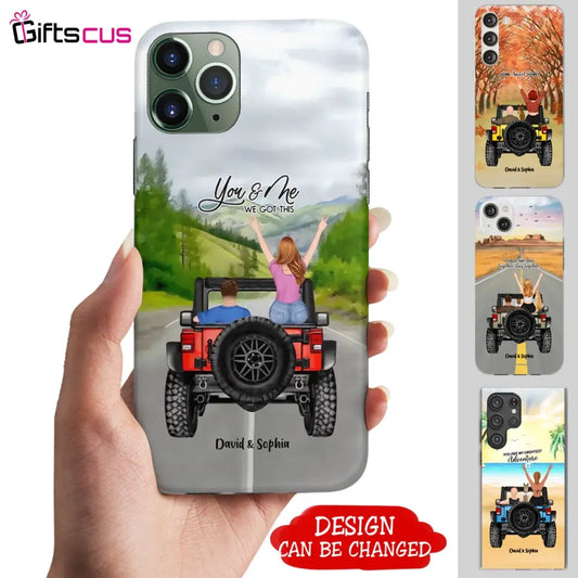 Custom Personalized Jeep Couple Phone Case - Couple With Upto 2 Dogs- Gift Idea For Couple/ Dog Lover - Case For iPhone And Samsung