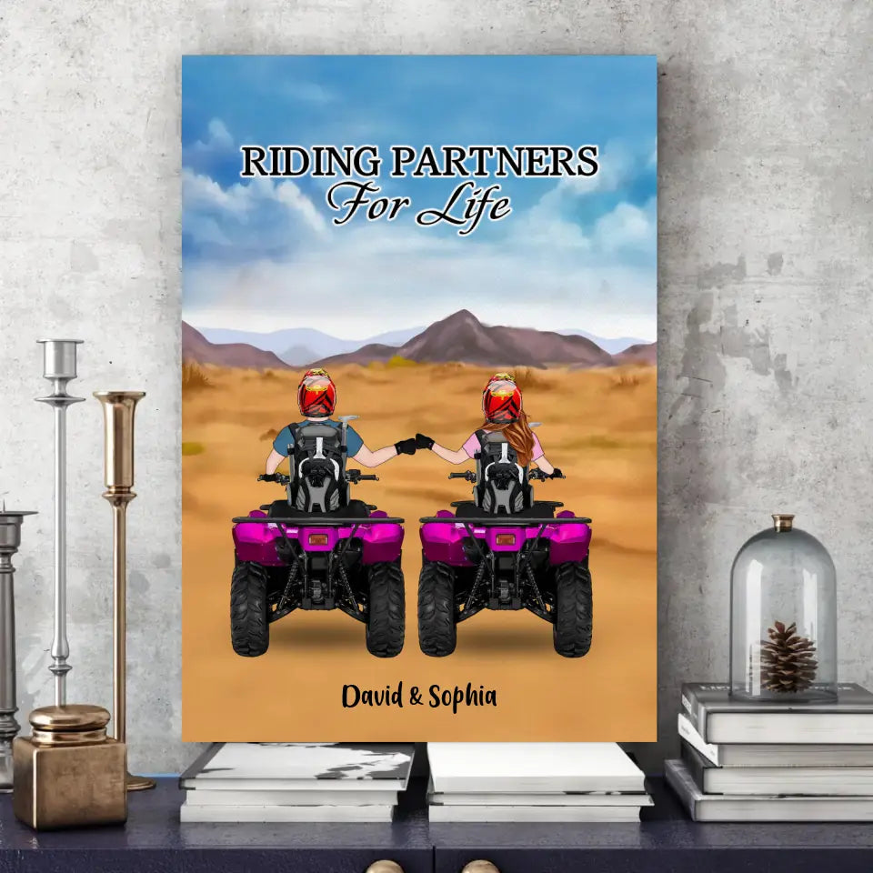 Custom Personalized Canvas, All-Terrain Vehicle Riding Partners, Gift for ATV Quad Bike Lovers