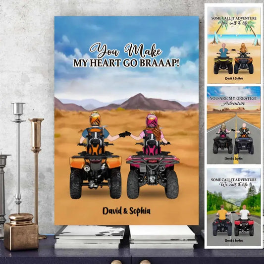Custom Personalized Canvas, All-Terrain Vehicle Riding Partners, Gift for ATV Quad Bike Lovers