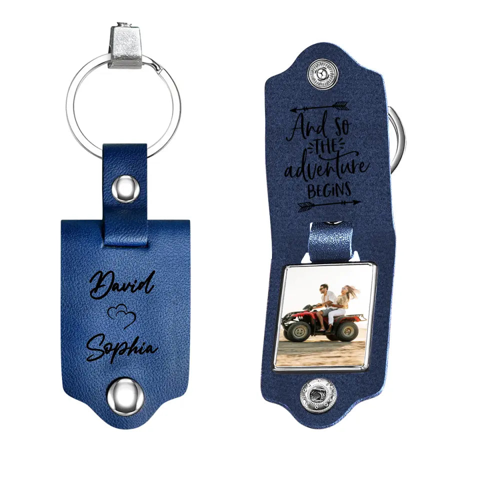 Personalized Photo Upload Gifts Custom Leather Keychain -  All-Terrain Vehicle Riding Partners, Gift for ATV Quad Bike Lovers