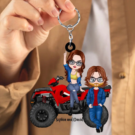 Personalized Gifts Custom Acrylic Keychain - All-Terrain Vehicle Riding Partners, Gift for ATV Quad Bike Lovers