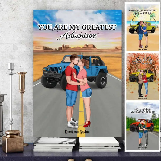 Custom Personalized Canvas - Gift Idea For Couple/ Dog Lover - Gift For Couple, Wife, Husband, Jeep Lover