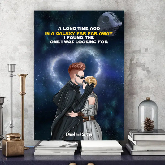 SW1-I Found The One I Was Looking For Personalized Galaxy Couple Canvas Print, Gift For Couple, Gift For Husband Wife, Anniversary
