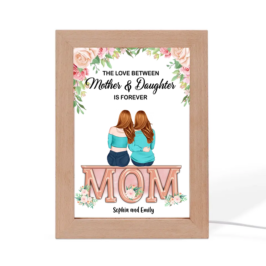 The Love Between Us Knows No Distance - Family Personalized Frame Lamp - Mother's Day, Birthday Gift For Mom