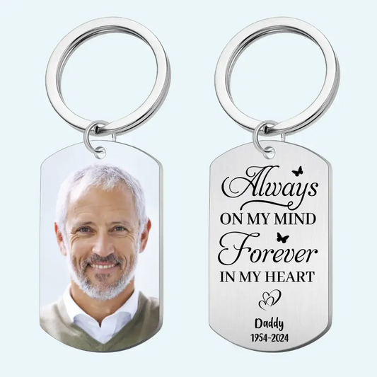 I Will Carry You With Me - Personalized Aluminum Keychain - Upload Image, Memorial Gift , Sympathy Gift, Gifts for Dad