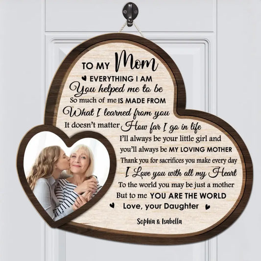 I Love You With All My Heart - Upload Image, Gift For Mom, Personalized Shaped Wood Sign