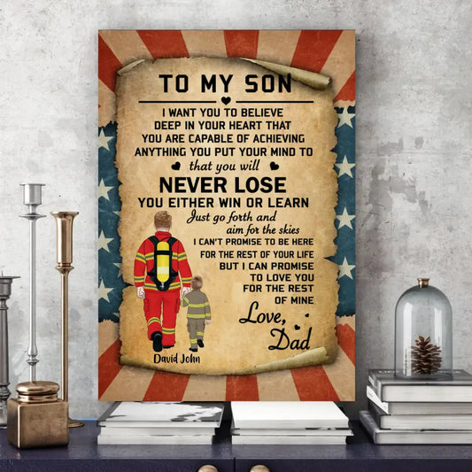 To My Son, Daughter - Personalized Gifts Custom Firefighters Canvas for Family, Firefighters