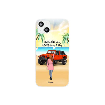 Custom Personalized Christmas Jeep Girl Phone Case - Girl With Upto 3 Dogs - Christmas Gift For Dogs Lover - Case For iPhone And Samsung