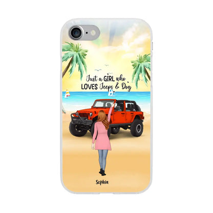 Custom Personalized Christmas Jeep Girl Phone Case - Girl With Upto 3 Dogs - Christmas Gift For Dogs Lover - Case For iPhone And Samsung