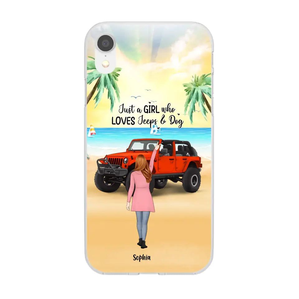 Custom Personalized Christmas Jeep Girl Phone Case - Girl With Upto 3 Dogs - Christmas Gift For Dogs Lover - Case For iPhone And Samsung