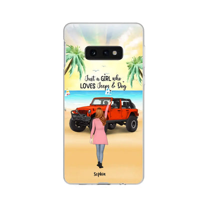 Custom Personalized Christmas Jeep Girl Phone Case - Girl With Upto 3 Dogs - Christmas Gift For Dogs Lover - Case For iPhone And Samsung