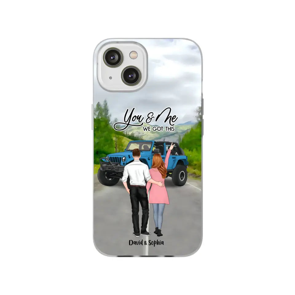 Custom Personalized Jeep Couple Phone Case - Couple With Upto 2 Dogs- Gift Idea For Couple/ Dog Lover - Case For iPhone And Samsung