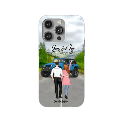 Custom Personalized Jeep Couple Phone Case - Couple With Upto 2 Dogs- Gift Idea For Couple/ Dog Lover - Case For iPhone And Samsung