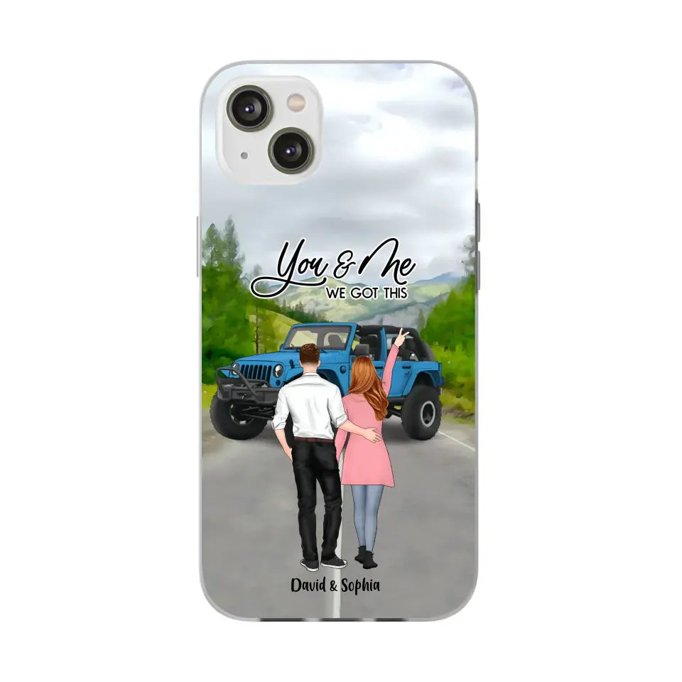 Custom Personalized Jeep Couple Phone Case - Couple With Upto 2 Dogs- Gift Idea For Couple/ Dog Lover - Case For iPhone And Samsung