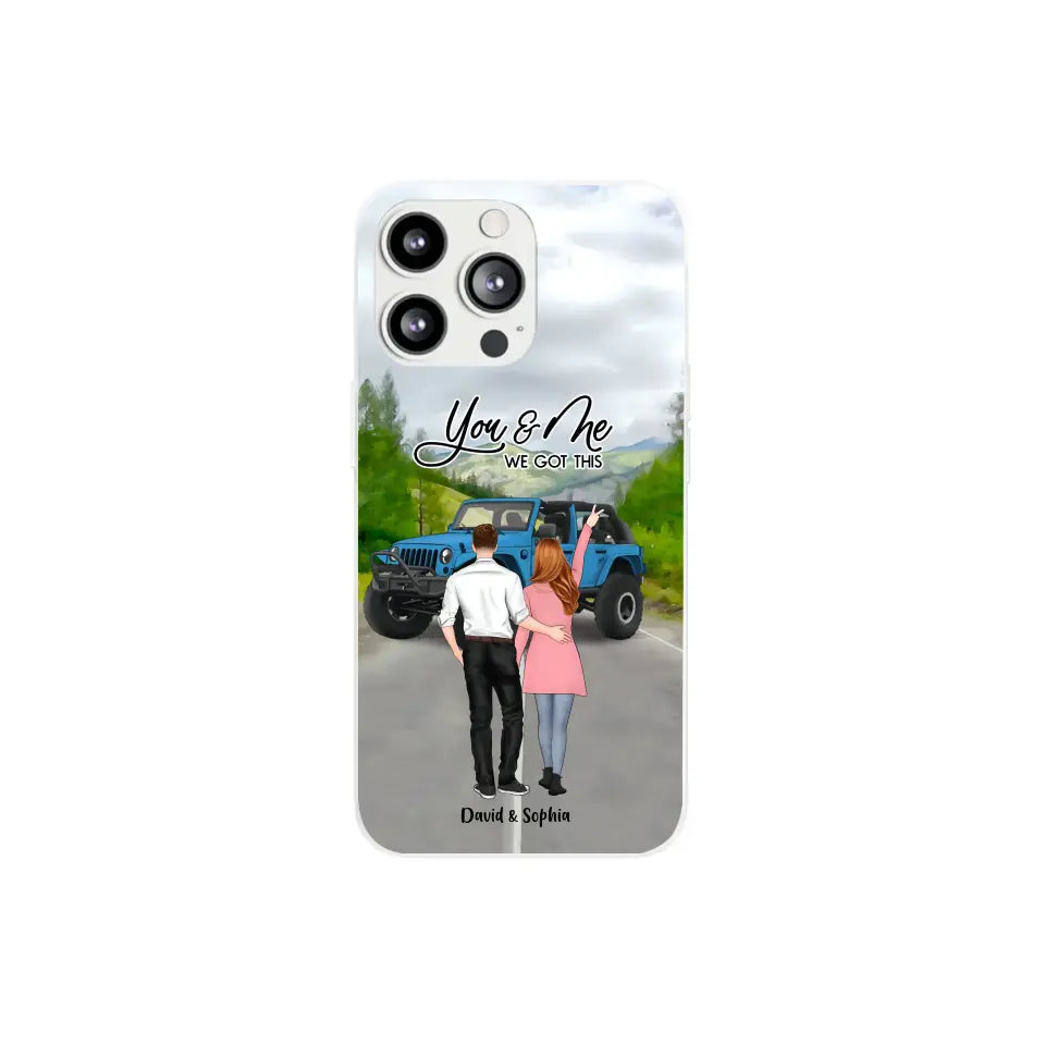 Custom Personalized Jeep Couple Phone Case - Couple With Upto 2 Dogs- Gift Idea For Couple/ Dog Lover - Case For iPhone And Samsung