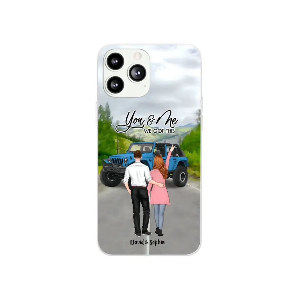 Custom Personalized Jeep Couple Phone Case - Couple With Upto 2 Dogs- Gift Idea For Couple/ Dog Lover - Case For iPhone And Samsung