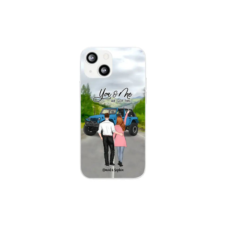 Custom Personalized Jeep Couple Phone Case - Couple With Upto 2 Dogs- Gift Idea For Couple/ Dog Lover - Case For iPhone And Samsung