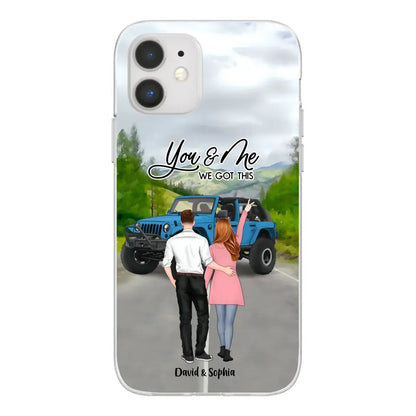 Custom Personalized Jeep Couple Phone Case - Couple With Upto 2 Dogs- Gift Idea For Couple/ Dog Lover - Case For iPhone And Samsung