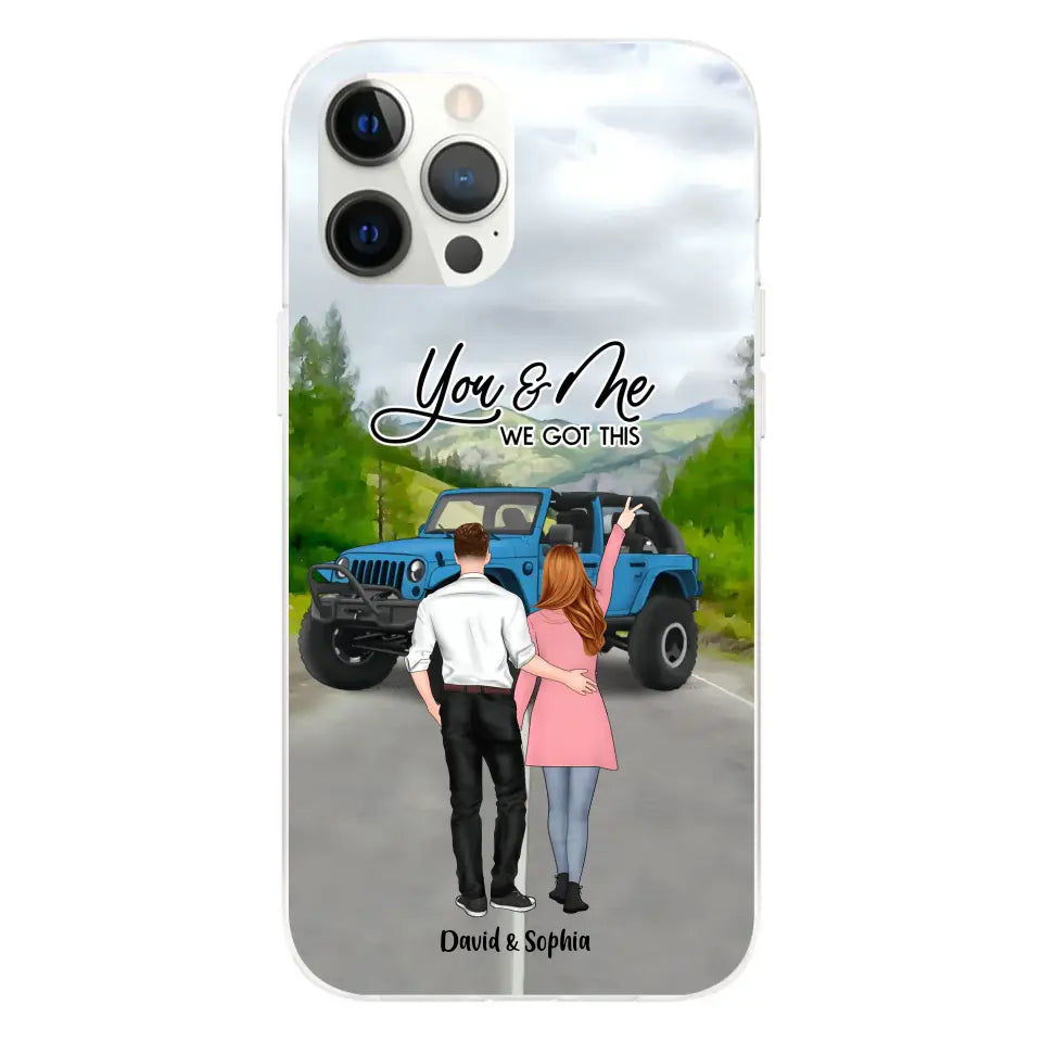 Custom Personalized Jeep Couple Phone Case - Couple With Upto 2 Dogs- Gift Idea For Couple/ Dog Lover - Case For iPhone And Samsung