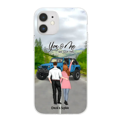 Custom Personalized Jeep Couple Phone Case - Couple With Upto 2 Dogs- Gift Idea For Couple/ Dog Lover - Case For iPhone And Samsung