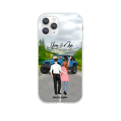 Custom Personalized Jeep Couple Phone Case - Couple With Upto 2 Dogs- Gift Idea For Couple/ Dog Lover - Case For iPhone And Samsung