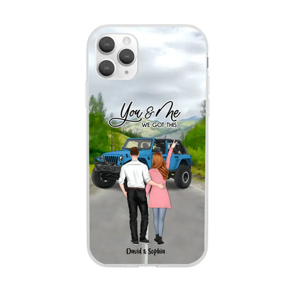 Custom Personalized Jeep Couple Phone Case - Couple With Upto 2 Dogs- Gift Idea For Couple/ Dog Lover - Case For iPhone And Samsung