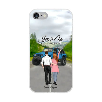 Custom Personalized Jeep Couple Phone Case - Couple With Upto 2 Dogs- Gift Idea For Couple/ Dog Lover - Case For iPhone And Samsung