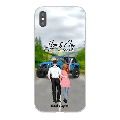 Custom Personalized Jeep Couple Phone Case - Couple With Upto 2 Dogs- Gift Idea For Couple/ Dog Lover - Case For iPhone And Samsung