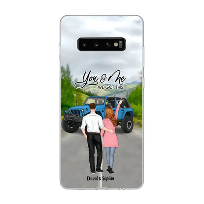 Custom Personalized Jeep Couple Phone Case - Couple With Upto 2 Dogs- Gift Idea For Couple/ Dog Lover - Case For iPhone And Samsung