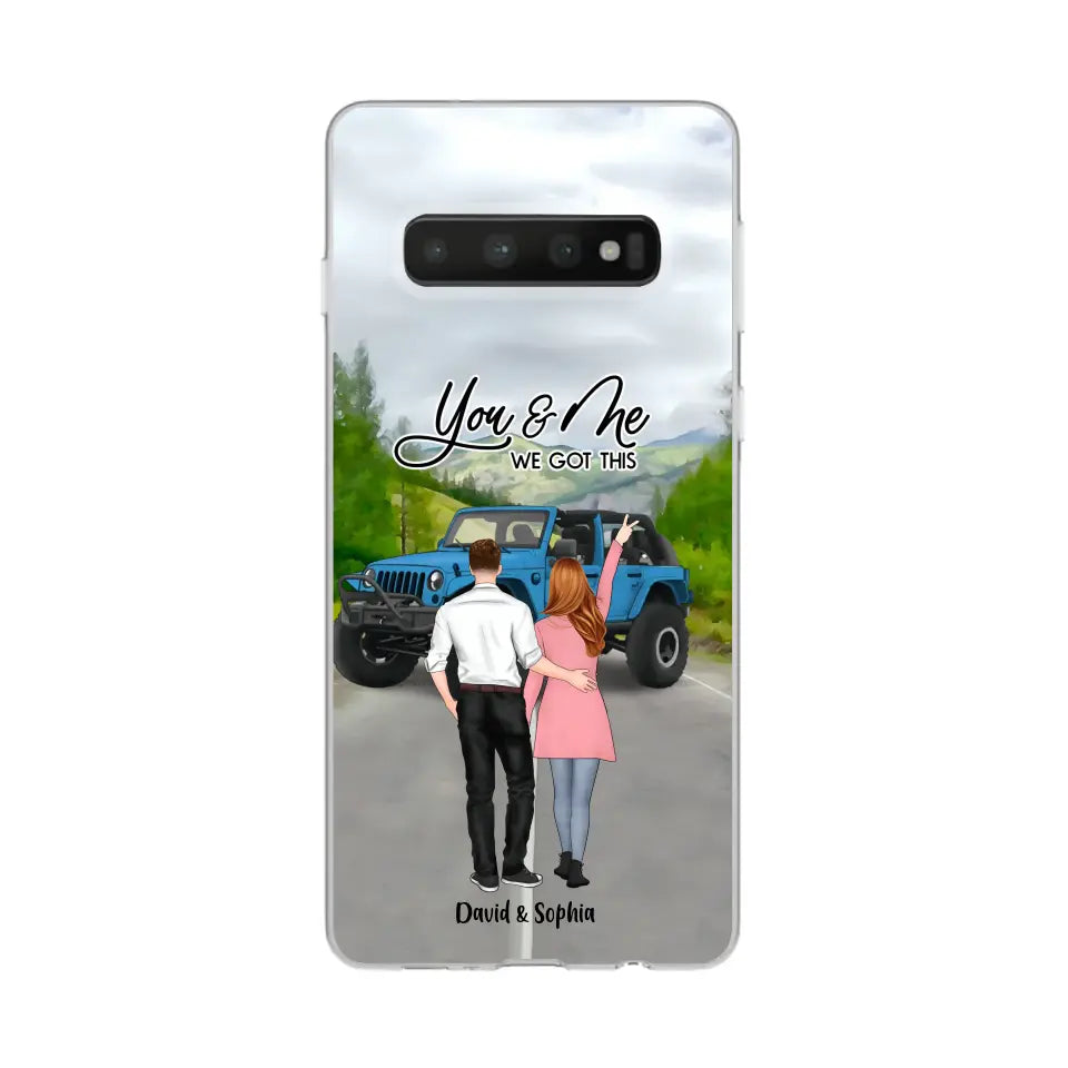 Custom Personalized Jeep Couple Phone Case - Couple With Upto 2 Dogs- Gift Idea For Couple/ Dog Lover - Case For iPhone And Samsung