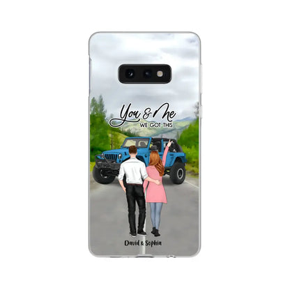 Custom Personalized Jeep Couple Phone Case - Couple With Upto 2 Dogs- Gift Idea For Couple/ Dog Lover - Case For iPhone And Samsung