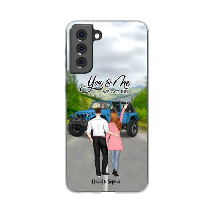 Custom Personalized Jeep Couple Phone Case - Couple With Upto 2 Dogs- Gift Idea For Couple/ Dog Lover - Case For iPhone And Samsung