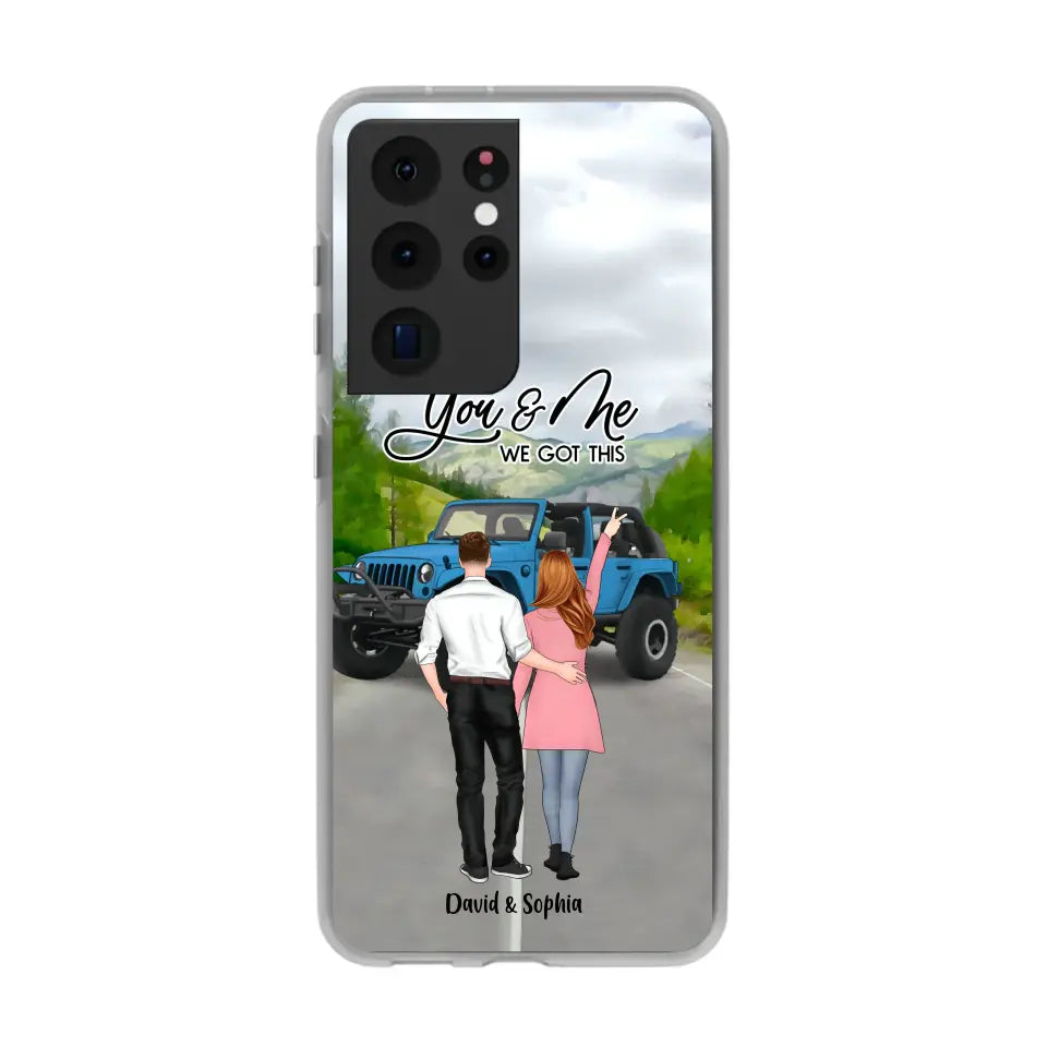 Custom Personalized Jeep Couple Phone Case - Couple With Upto 2 Dogs- Gift Idea For Couple/ Dog Lover - Case For iPhone And Samsung