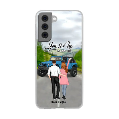 Custom Personalized Jeep Couple Phone Case - Couple With Upto 2 Dogs- Gift Idea For Couple/ Dog Lover - Case For iPhone And Samsung