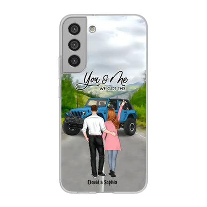 Custom Personalized Jeep Couple Phone Case - Couple With Upto 2 Dogs- Gift Idea For Couple/ Dog Lover - Case For iPhone And Samsung