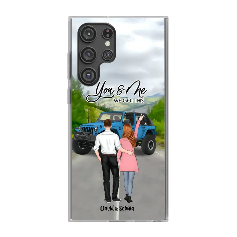 Custom Personalized Jeep Couple Phone Case - Couple With Upto 2 Dogs- Gift Idea For Couple/ Dog Lover - Case For iPhone And Samsung