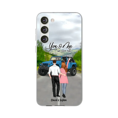 Custom Personalized Jeep Couple Phone Case - Couple With Upto 2 Dogs- Gift Idea For Couple/ Dog Lover - Case For iPhone And Samsung