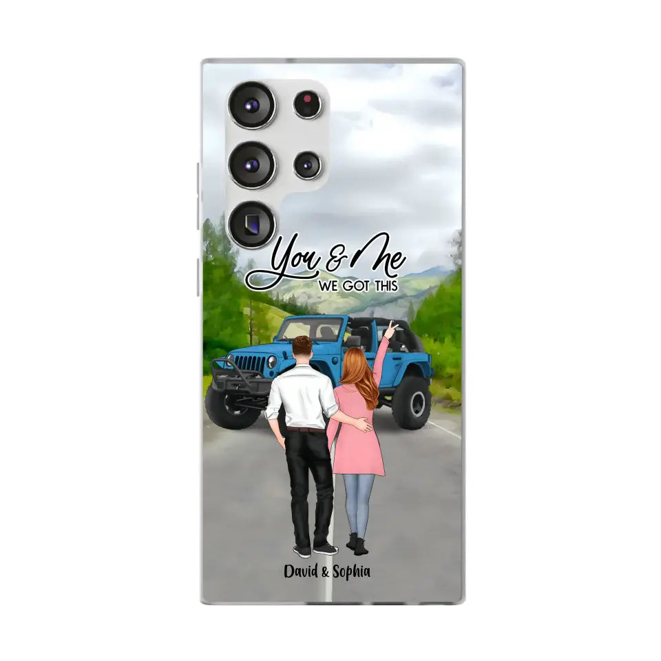 Custom Personalized Jeep Couple Phone Case - Couple With Upto 2 Dogs- Gift Idea For Couple/ Dog Lover - Case For iPhone And Samsung