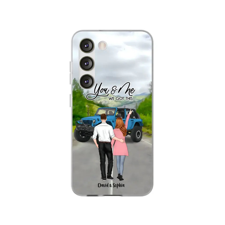 Custom Personalized Jeep Couple Phone Case - Couple With Upto 2 Dogs- Gift Idea For Couple/ Dog Lover - Case For iPhone And Samsung