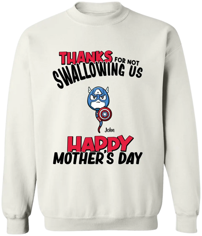 AV1- Thanks For Not Swallowing Us... - Personalized Shirt - Mother's Day, Funny, Birthday Gift For Mom, Mother, Wife